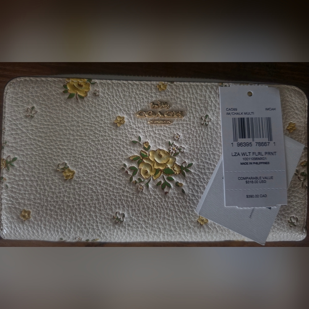 Coach Chalk Floral Leather Wallet New